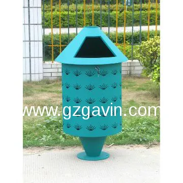 Green outdoor steel waste bin/green garbage can for sale