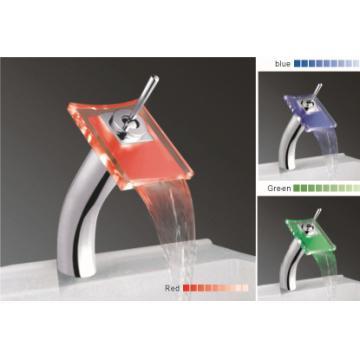 LED Faucet, Glass LED waterfall Basin  Mixer