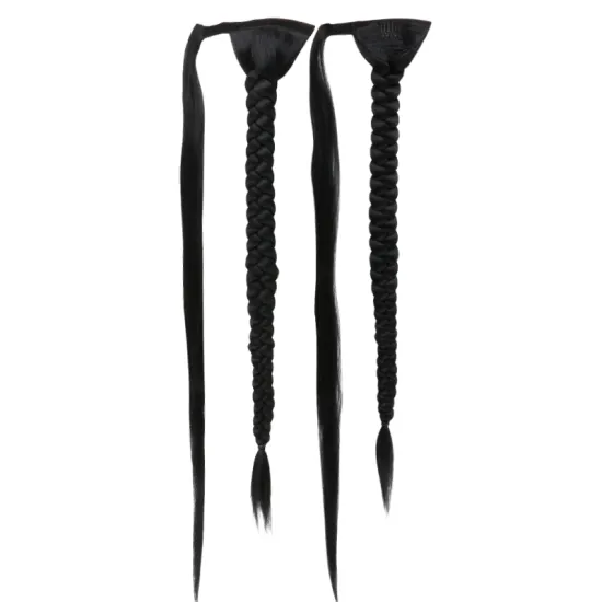 In Stocks  90cm 36inch Super Long Ombre Brown Blonde  Wrap Around Ponytail Synthetic Hair Extensions Jumbo Pre Braided Ponytail
