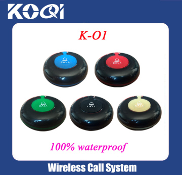 100% Waterproof Single Key Wireless Waiter Caller Button for Restaurant