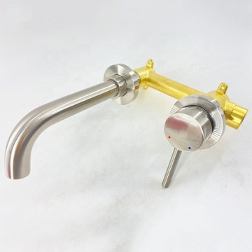 Solid Brass Wall-Mounted Chrome Bathroom Faucet with Mixer Tap for Sink and Tub - Hot and Cold Water