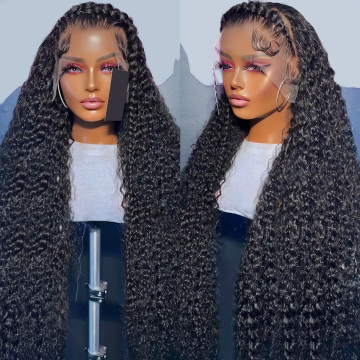 Brasilianische jungfräuliche rohe menschliche Haar Perücken vorgezogener transparenter Spitzenfront Afro Kinky Curly Perücke gebleichte Knoten Hd Spitze Frontalperücke