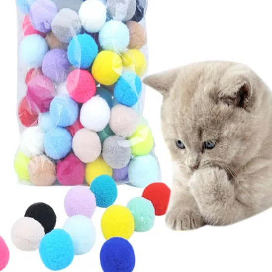 10 / 20 / 30 Pcs Cute Funny Cat Toys Stretch Plush Ball Soft Colorful Cat Toy Ball Interactive Cat Toys Kitten Toys Chew Toy