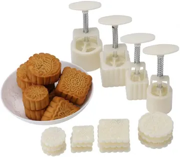 DIY 3D Non-Stick Flower Pattern Mooncake Mold Cookie Stamp