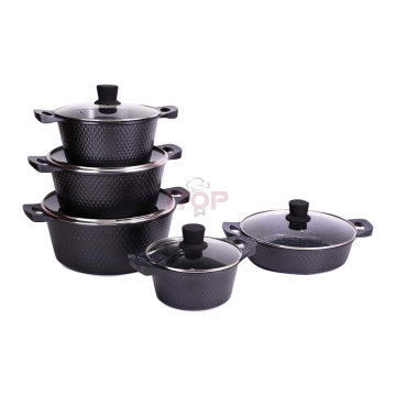 OEM Die Cast Aluminum Non-Stick Pots and Pans Cookware Sets with Wooden Handles