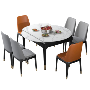 Modern Foldable Dining Table with Sintered Stone Top for Kitchen and Home Use