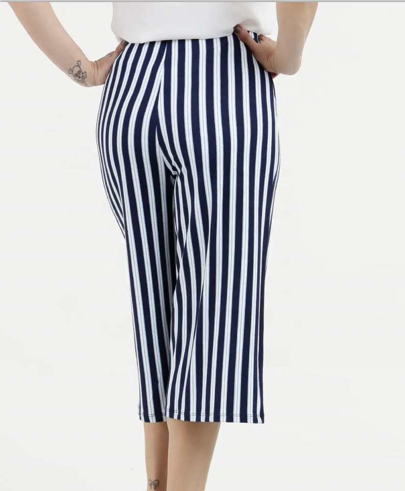 Casual women stripe printing wide leg pants