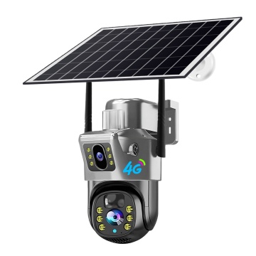 4G Solar PTZ Camera with Dual Lenses - V380 4MP CCTV Security Camera