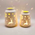 Lanterna decorativa LED de cerâmica esculpida oca