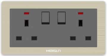 Electrical double square socket with DP switch