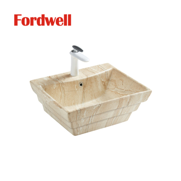 Ceramic Surface Marble Pattern Countertop Lavabo for Hotels