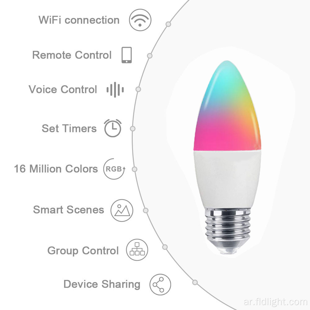 Tuya Smart Life WiFi لمبة ذكية Alexa يتم التحكم فيها بالصوت