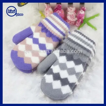 Wholesale cheap custom acrylic winter baby knitted gloves mittens