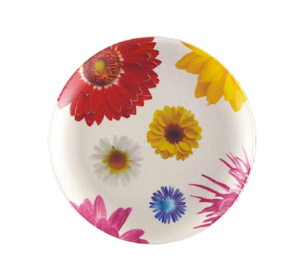 Flower Printing Round Bamboo Plate