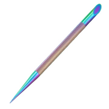 2024 New Nail Oblique Steel Push : 죽은 피부 제거, 모래 문지름 및 연마 전처리를위한 이중 머리 도구