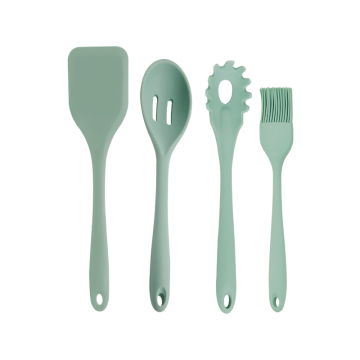 Kitchen Cabinet Accessories Set: 4-Piece Silicone Turner, Spaghetti Brush, Spoon Utensils Kit