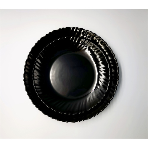 Home Hitzewiderstand schwarzer Opal -Glas -Abendessen Teller