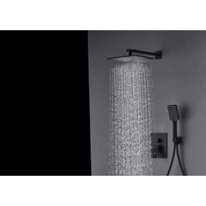 浴室の完全な銅の熱い冷たいミキサーの降雨量の黒い隠された壁のシャワーセット