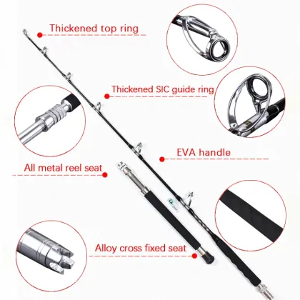 MADMOUSE Heavy Ocean Boat Fishing Rod 1.8m 480g Metal Wheel Seat Jigging Saltwater Fishing
