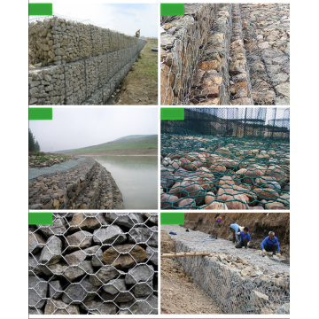 ตะกร้า gabion หกเหลี่ยมชุบสังกะสียึดติดผนัง Gabion