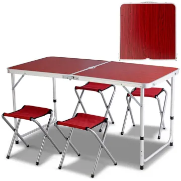 Compact Foldable Camping Table, Chair & Sink Set - Stainless Steel & Aluminum