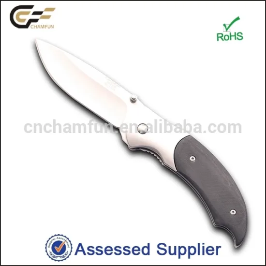 Single blade G10 handle tactical folding knife with stainless steel bolster