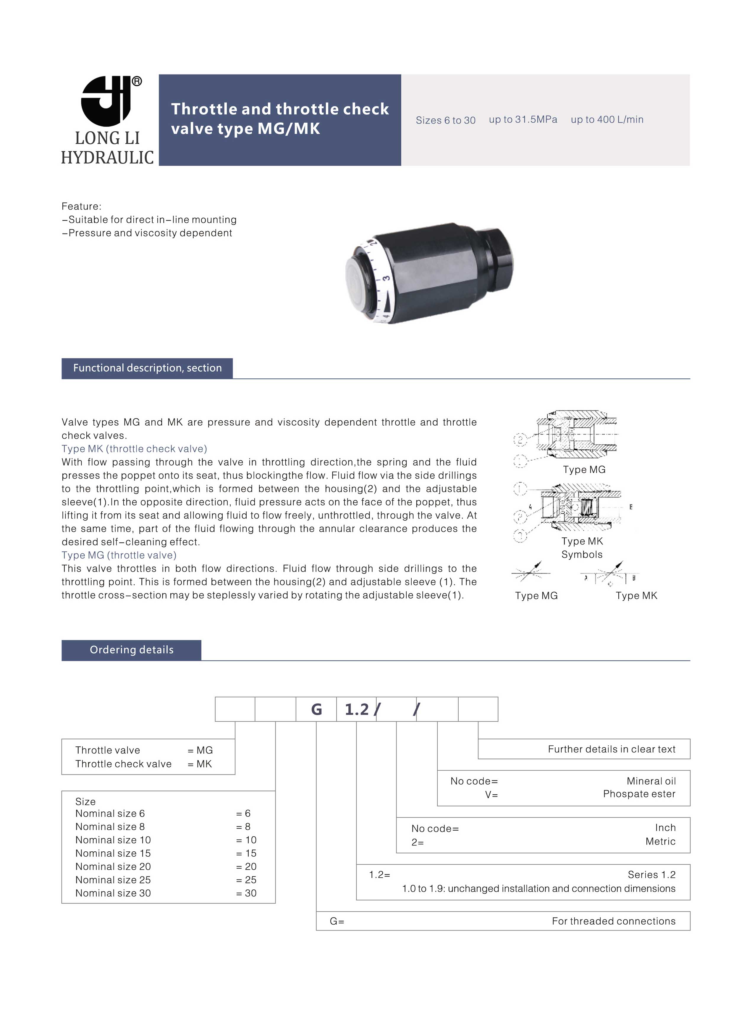 Hydraulic Adjustable Flow Check Valve Regulator