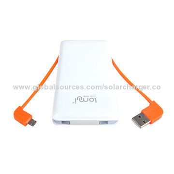 Mobile Power Integrated Charge Cable, 6,000mAh Polymer Batteries