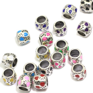 Enamel Heart Love Tube Shape Loose Charms European Bead Fit Bracelet Crafts