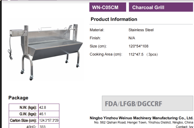 Wheeled Stainless Steel Charcoal Grill for Group Gatherings