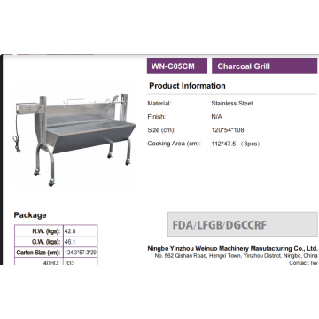 Wheeled Stainless Steel Charcoal Grill for Group Gatherings