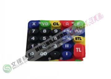 Red / Blue / Yellow Harmless Silicone Rubber Keypad For Calculator