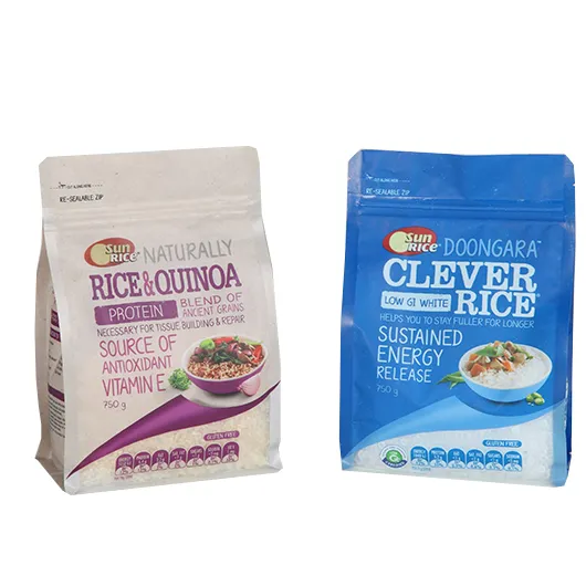 Flat Bottom Zipper Pouches For Rice