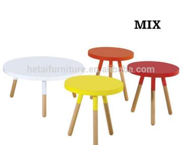 Small round coffee table, wooden coffee table with 3 legs