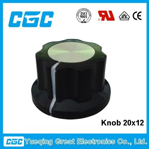 KN-20x12 2014 control knob with aluminum skirt and paint filled indicator line plastic knob