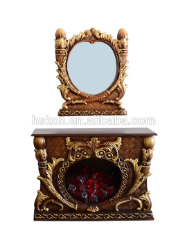 Yed included Framed mirror and fireplace table type Antique decor flame electric fireplace with Leg light