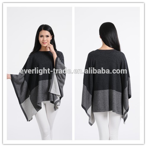 Woman's fashion pure cashmere plain knitting poncho