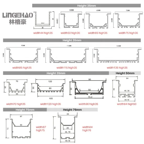 Aluminium Commercial Office Multiple Size Recessed or Surface Mounted Splicing LED Linear Light