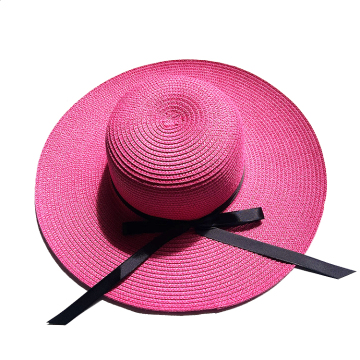 Travel Vacation Collapsible Wide Brim Straw Hat with Ribbon