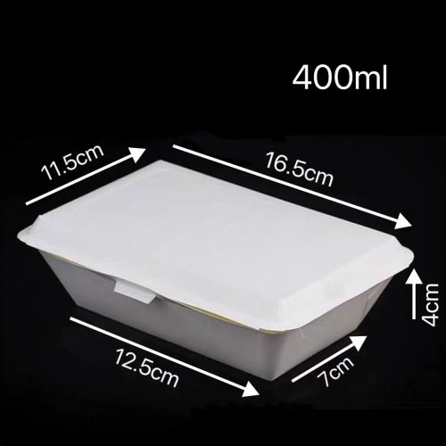 400ml White Disposable Clamshell Paper Lunch Box