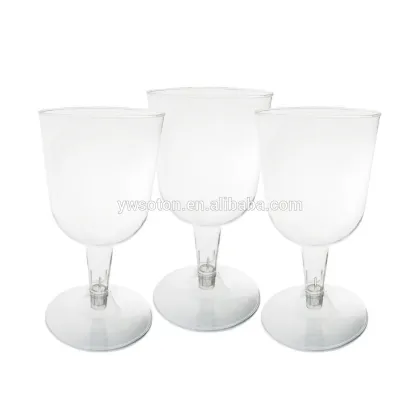 Party Essentials Hard Plastic Two Piece Disposable Plastic Wine Glasses