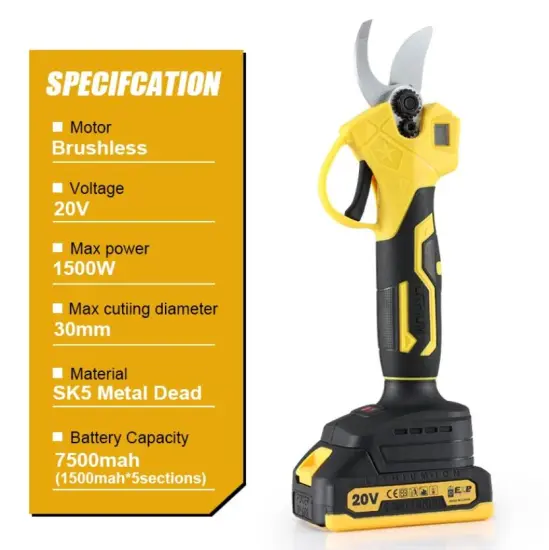 1500W Brushless Electric Pruner Shear: Efficient Cordless Tool for Fruit Tree and Bonsai Branch Cutting