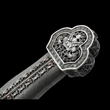 Ming Dynasty Yongle Sword Original Sculpture Pure Silver Set Meteorite Iron Forging