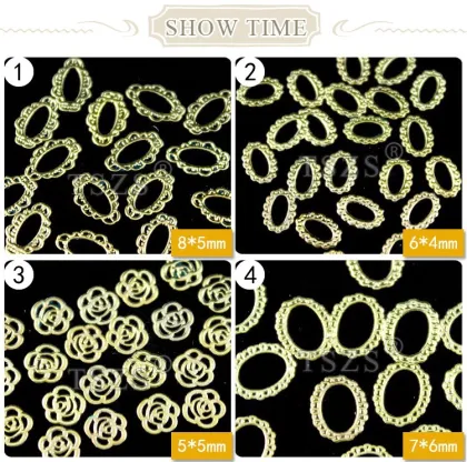 shell /square/oval Shape Golden Metal-Slice Nail Art Stickers Decals