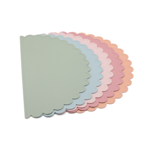 Placemats de silicone para crianças meia esteira de flor redonda