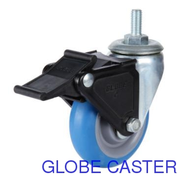 Stem PU Casters (blue),Ball Bearing, Zinc Plated,Various Sizes OK