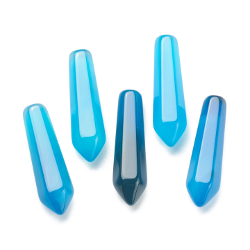 Blue Agate Pointed Beads: Dyed, Faceted, Undrilled, and Natural
