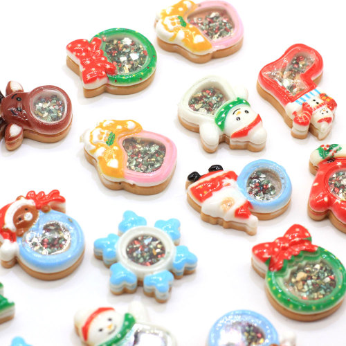 Glitter Christmas Charms Resin Craft Xmas Snow Deer Tree DIY Art Deco Kawaii Santa Claus Pendant Necklace Jewelry Ornament Store