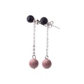 Gemstone Round 8MM Beads Dangle Hook Earring Silver Chain With Crystal Ball Stud Earring for Women Natural Stone Drop Earrings