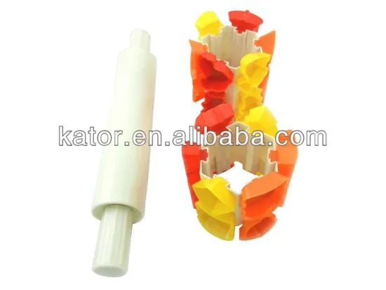 Plastic Rolling Pin With 24 Cookie Cutting Moulds